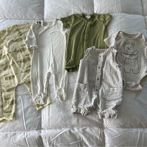 Kate Quinn, Oliver & Rain rompers 3-6m